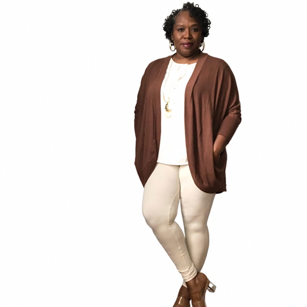 Cocoon Wrap Plus Size Cardigan Cocoa Brown