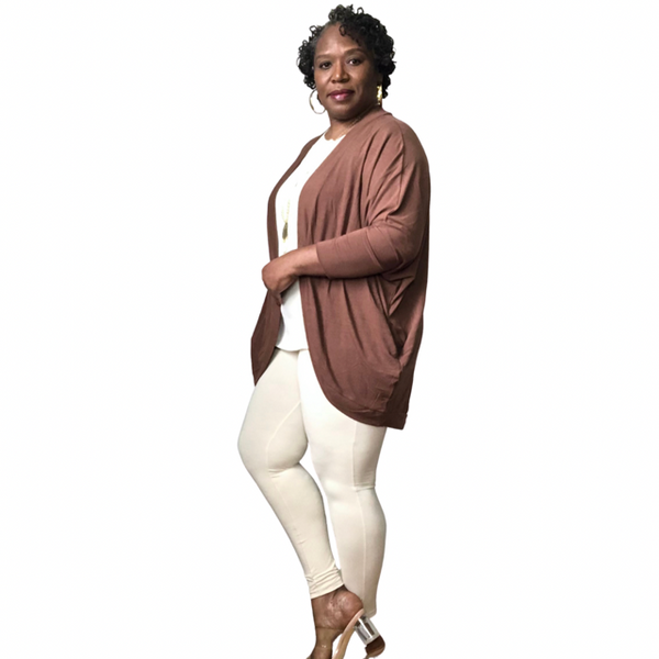 Cocoon Wrap Plus Size Cardigan Cocoa Brown
