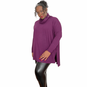 Plus Size Cowl Neck Sweater Size 1x, 2x, 3x Purple