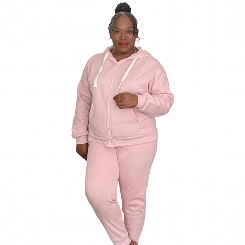Plus Size Hoodie and Sweatpants Sweatsuit Size Set 1x 2x 3x Pink