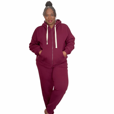 Plus Size Hoodie and Sweatpants Sweatsuit Size Set 1x 2x 3x Burgundy