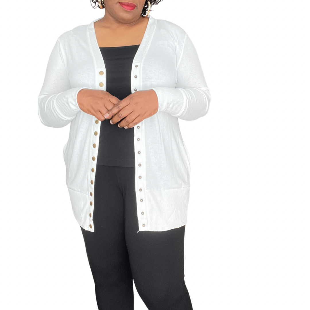 Plus Size Long Line Cardigan Sweater Ivory Size 1x 2x 3x