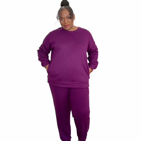 Plus Size Sweatshirt Sweat Pant Set Purple Women's Size 1X 2X 3X