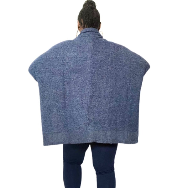 Cowl Neck Sweater Leggings Set Navy Blue Plus Size 1XL - 3XL